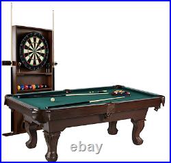 Barrington 90 Ball and Claw Leg Billiard, Pool Table, Cue Rack & Dartboard Set
