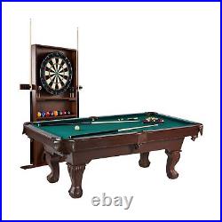 Barrington 90 Ball and Claw Leg Billiard, Pool Table with Cue Rack and Dartb