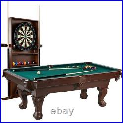 Barrington 90 Ball and Claw Leg Billiard Pool Table with Cue Rack and Dartboard