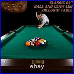 Barrington 90 Ball and Claw Leg Billiard, Pool Table with Cue Rack and Dartboard