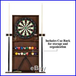 Barrington 90 Ball and Claw Leg Pool Table with Cue Rack and Dartboard Set, Bur