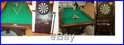 Barrington 90 Inch Ball and Claw Leg Billiard Pool Table Cue Rack Dartboard Set