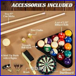 Barrington Billiard 90 Pool Table with Dartboard Cue Rack Cabinet Accessories W