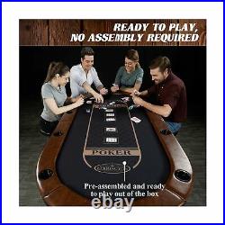 Barrington Charleston Poker Table 10 Players Faux Leather ARC084 168B Black New