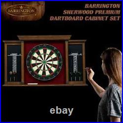 Barrington Sherwood Wood Dartboard Cabinet Set 18 Bristle Board Steel Tip Darts