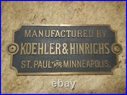 Best Offer Vintage Koehler & Hinrichs Cast Nameplate Bowling Billards Pool