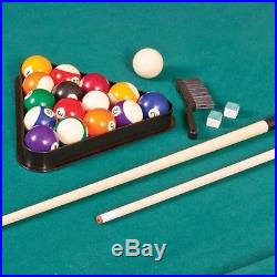 Billiard Pool Table 87 Green Wooden Stick Ball Chalk Cube Triangle Rack Set