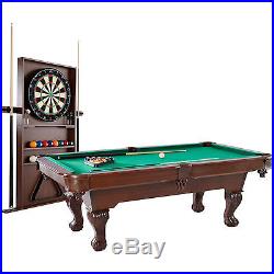 Billiard Pool Table 90 inch scratch-resistant with Bonus Cue Rack and Dartboard