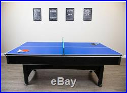 Billiard Pool and Table Tennis Multi Game Set 7 ft. With Cues Paddles And Balls