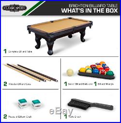 Billiard Pool table 7'3in Brighton Scratch Resistant Game Room 8 Ball Cue Stick