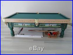 Billiards Table Hand Painted with Old World Golf Scenes Proline Pool Table
