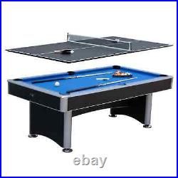 Bluewave Maverick Pool Table with Table Tennis Top Black with Blue Felt in 7