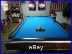 Brunswick 3 Piece Slate Pool Table 9ft With Ball Return Used Condition