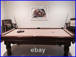 Brunswick 8 Foot Wood & Slate Pool Table With Mother of Pearl Inlays