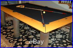 Brunswick 8' Manhattan Maple Stainless Pool Table With Rack + Balls + 4 Cues