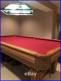 Brunswick 8ft Pool Table, Brookstone II, light fixture, cues, balls, rack, cover