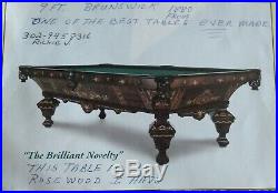 Brunswick, 9FT, The Brilliant Novelty, Rosewood, Pool Table, c1880-1882