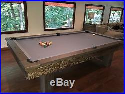Brunswick 9ft Merrimack pool table in driftwood finish with grey felt