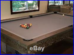 Brunswick 9ft Merrimack pool table in driftwood finish with grey felt