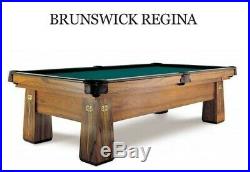 Brunswick Antique Regina Royal Pool Table, Cues & Clock