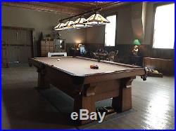 Brunswick Balke Collender Antique Quartersawn Oak Pool Table 9' Early 1900s