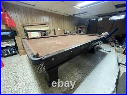 Brunswick-Balke-Collender Co. Monarch Cushion Pool Table-Oak-Leather Pockets