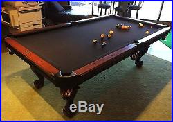 Brunswick BilliardPool Table 8' Greenbriar 2 Matte Blk Chestnut with Rack & Cues