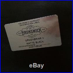 Brunswick BilliardPool Table 8' Greenbriar 2 Matte Blk Chestnut with Rack & Cues