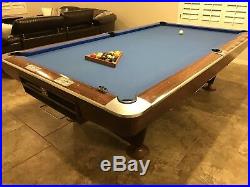 Brunswick Cherry Wood Electric Blue 9 Foot Pool Table