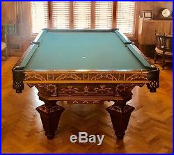 Brunswick & Company of Chicago 1870's Antique Pool Table Cue rack and ball rack