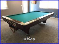 Brunswick Gold Crown IV 9' Tounament Autographed Pool Table with Ball Return