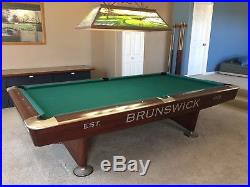Brunswick Gold Crown IV 9' Tounament Autographed Pool Table with Ball Return
