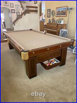 Brunswick Madison 9 ft Antique Pool Table w Ball Return 1916-1924 + Accessories