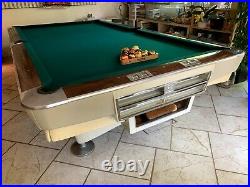 Brunswick Pool Table, Gold Crown I Vintage White withBalls And Cue Rack- MUST SELL