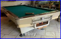 Brunswick Pool Table, Gold Crown I Vintage White withBalls And Cue Rack- MUST SELL