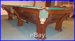 Brunswick RARE 1898 Antique Pool Table 6 Hand Carved Legs Pfister 10 foot Table