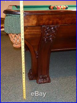 Brunswick RARE 1898 Antique Pool Table 6 Hand Carved Legs Pfister 10 foot Table