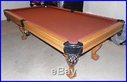 BuckHorn 8FT Regulation Slate Pool Table Leather Pockets Claw Legs
