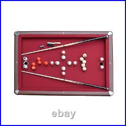 Bumper Pool Table with Walnut Finish and Red Felt Includes Reversible Tabletop
