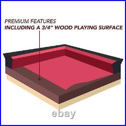 Bumper Pool Table with Walnut Finish and Red Felt Includes Reversible Tabletop