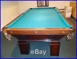 C1906 Antique H. Wagner & Adler 8' Billiard Pool Table Fully Restored Blatt NY