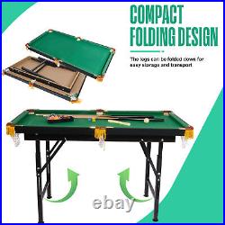 COLOR TREE Folding Pool Table 47 Adjustable Billiard Desk Game Cue Ball Chalk
