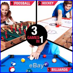 Combo Game Table 48 in. 3-In-1 Hockey Pool Billiards Foosball Games Accessories