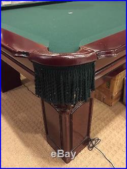 Connelly Pool Table Billiards 6 Leg 9' Dark Wood Green Felt Excellent