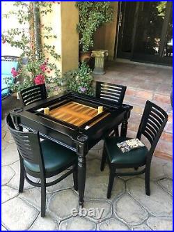 Contemporary Card Game Table with 4 Chairs Chess, Checkers, Backgammon, Blackjack