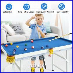 Costway 47 Folding Billiard Table Pool Game Table For Kids With Cues And Chalk And