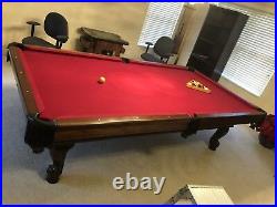 Custom Built Solid Cherry Billiards Pool Table Claw Legs & Leather Drop Pockets