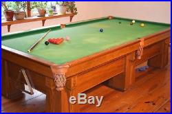 Custom Made Antique English Regulation Size Mahogany Snooker Table 3 Slate