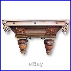 Custom Made Hand Carved Pool Table with Accessories