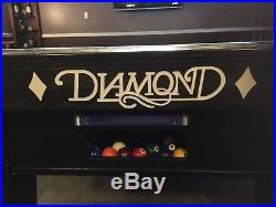DIAMOND PRO AM 9ft. POOL TABLE BILLIARDS PRO SIGNATURES ON LEGS & MATCHING LIGHT